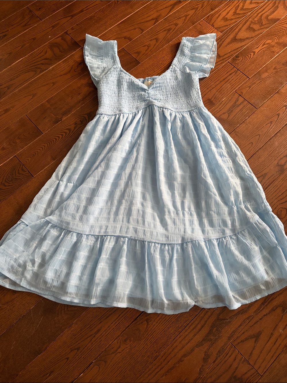 Light Blue Girls' Tiered Summer Dress